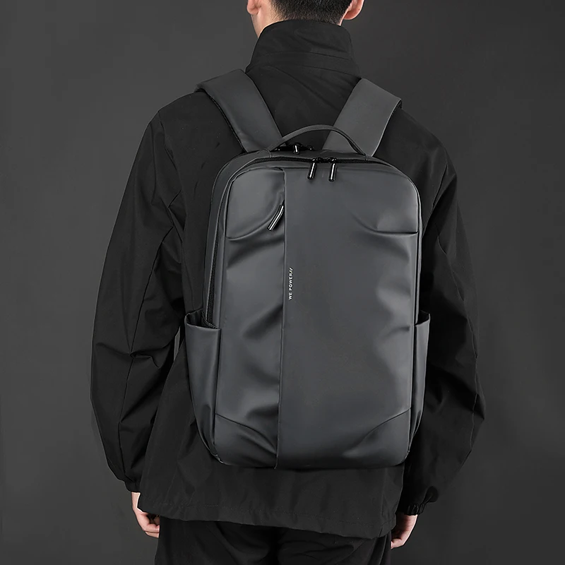 14 Inch Laptop Backpack For Men New Urban Leisure Business Back Pack Simple Solid Color College Textbook Bagpack Black Gray Blue 2