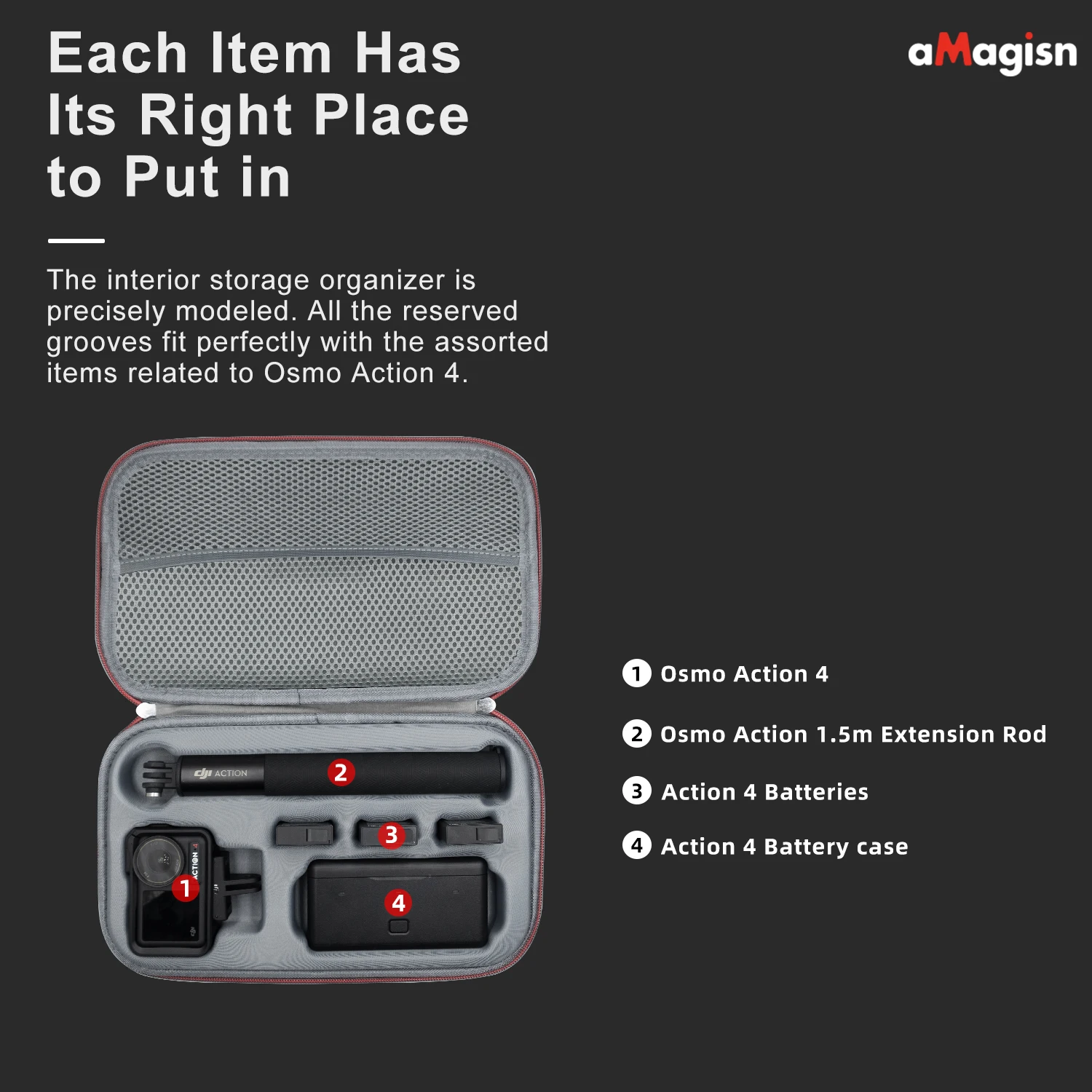aMagisn Carrying Case for DJI Osmo Action 5 Pro，Travel Portable Bag Compatible With Action 5 Pro / 4 Adventure Combo Accessories