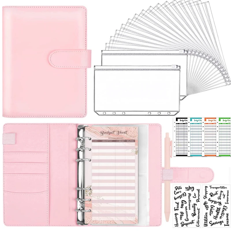

New A6 PU Leather Planner Budget Binder Notebook Cash Envelopes System Set With Binder Pockets For Money Saving Bill Organizer