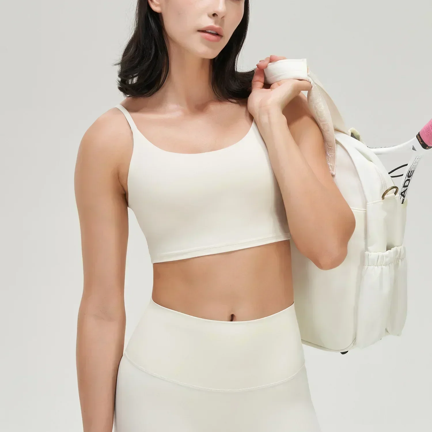 Lemon Fitness Shock proof Yoga Sports Bra With Chest Pad Sexy Thin Belt Back Vest Half Suspender Running Training Underwear