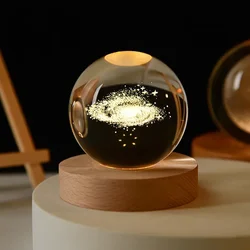 Elegant Moon Crystal Sphere Glass Galaxy Night Light Ornament - 6x6cm (Galaxy)