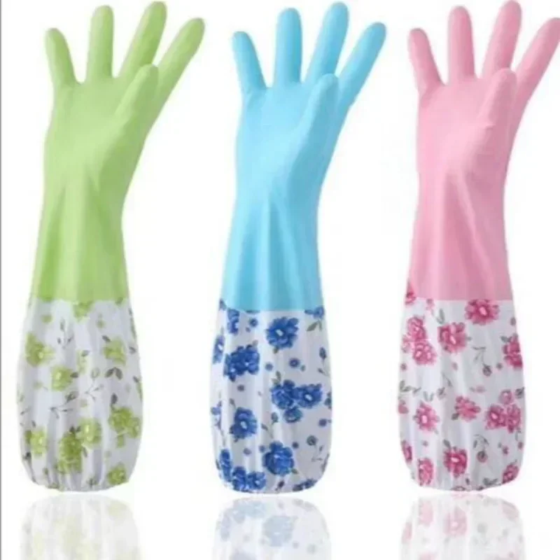 1Pair Lengthen Dishwashing Cleaning Gloves Silicone Rubber Dish Washing Glove for Household Scrubber Kitchen Clean Tool dishwashing gloves