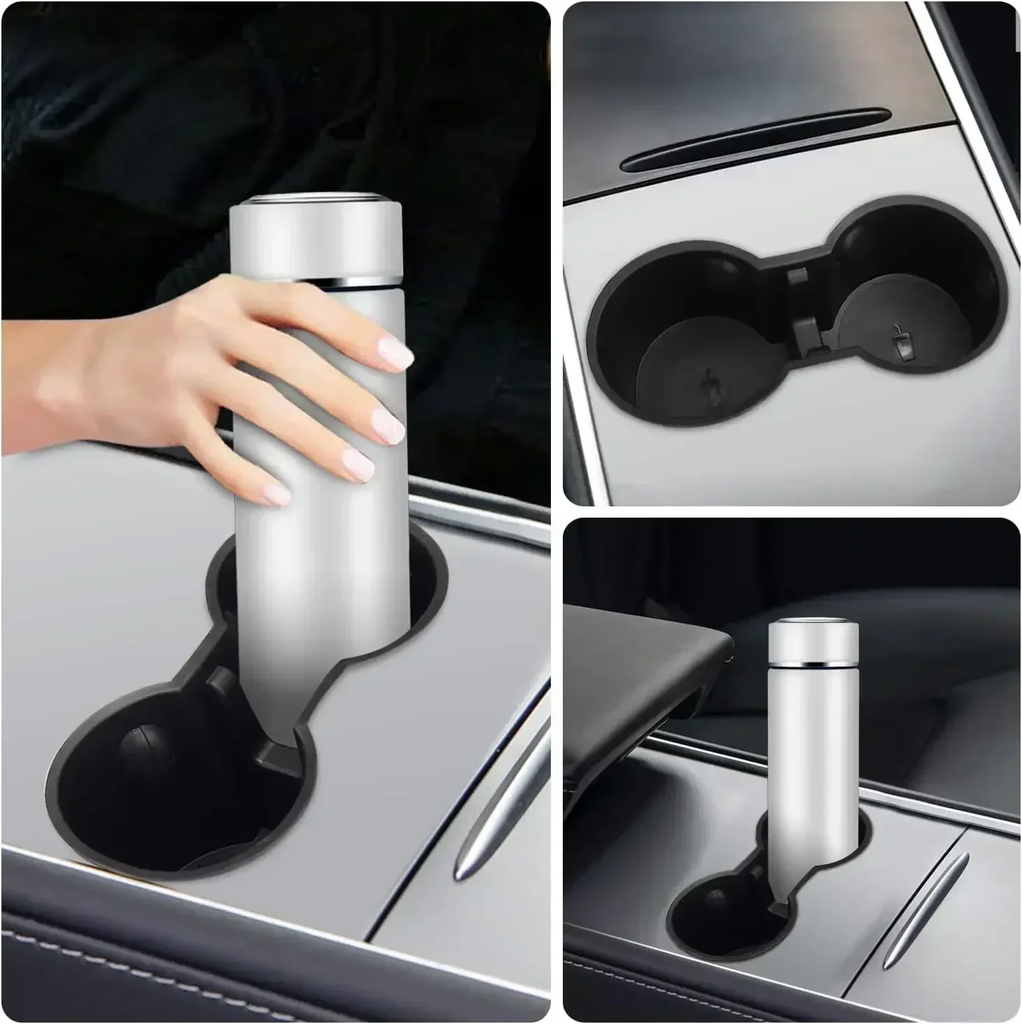 Center Console Cup Holder for Tesla Model 3 2021-2023 Model Y 2017-2024 TPE Embedded Storage Box Auto Interior Accessories