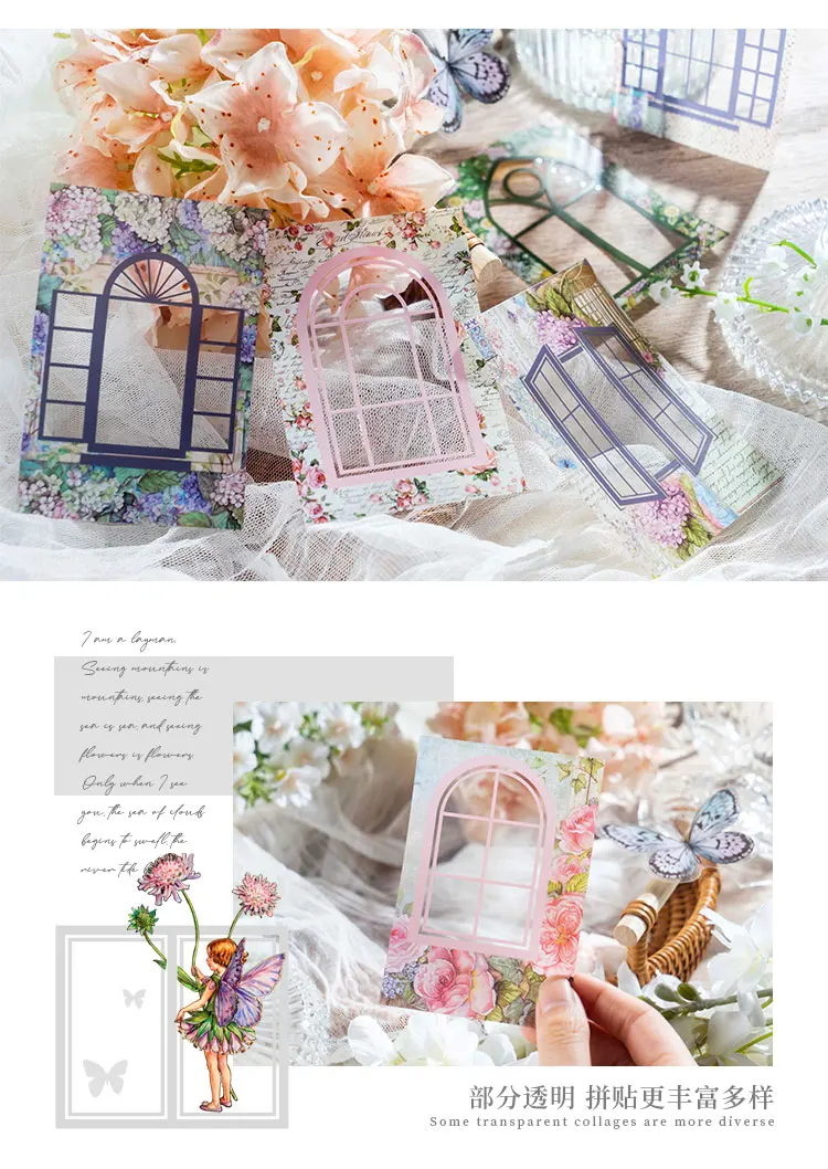 Yoofun 10 teile/paket Fenster Rahmen Aufkleber Kirche Fenster mit Blumen Scrapbooking Journal Tagebuch DIY Schreibwaren Etiketten – Detail 3