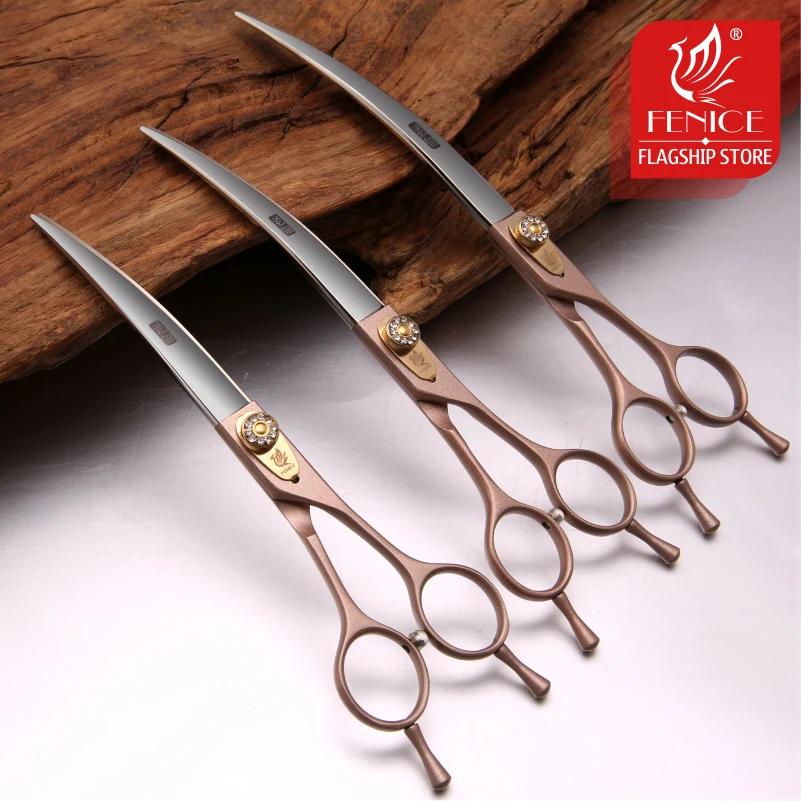 Fenice Big Super Curved Scissors 45° 6/6.5/7/7.5inch Pet Dog Grooming  Scissors Pets Hair Curved Shears ножницы tijeras tesoura - AliExpress