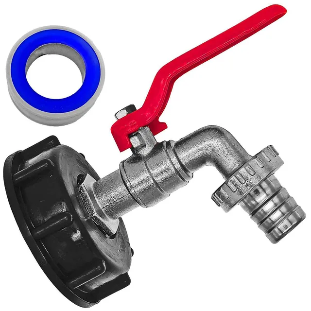 2 Grifos Para Depósito IBC De 1000 Litros - Con Válvula De Bola, Rosca 3/4", Salida 25 Mm | Para Tanques De Agua De Lluvia Y Riego