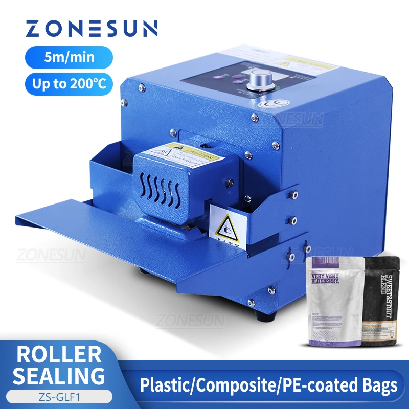 ZONESUN Portable Bag Sealer Roller Sealing Machine Aluminum Foil Composite Plastic Film PE Coated Paper Food Packaging ZS-GLF1 custom high quality coated paper logo printing folding die cut flyer unique perfume brochure printing