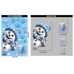 Festive Christmas Window Decorations: Snowman, Santa Claus, Snowflake & Elk Static Clings (A)