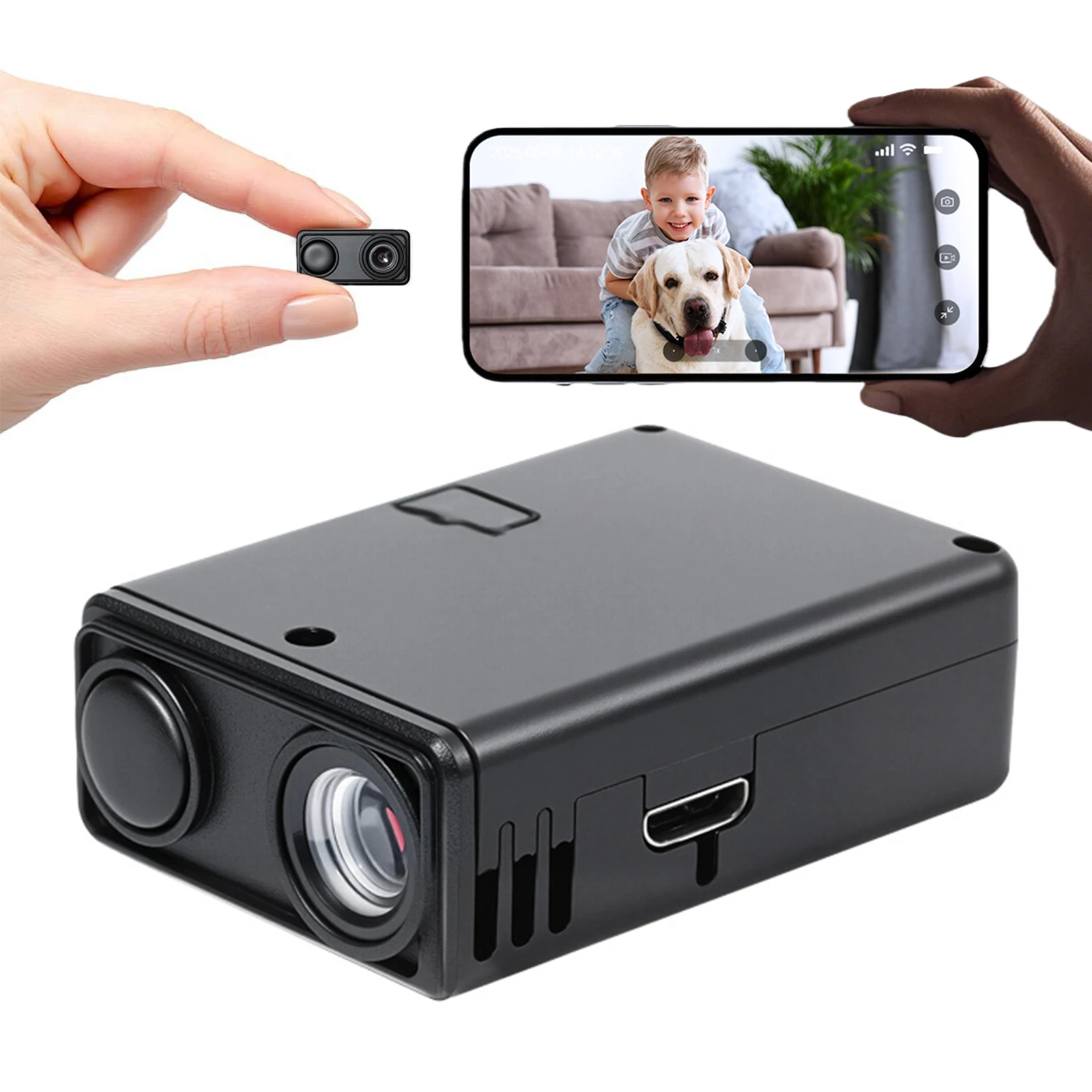 Mini telecamera di sicurezza WiFi 4K con rilevamento del movimento, videocamere con controllo remoto tramite app, protezione e sorveglianza di sicurezza per interni