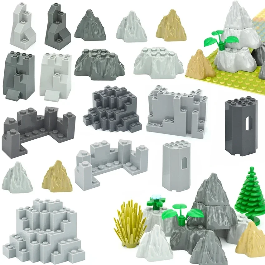 Moc Building Blocks Construction Rock Panel 6082 6083 23996 47847 Rockery Garden Mountains Hill Stone Creative City Bricks Toys