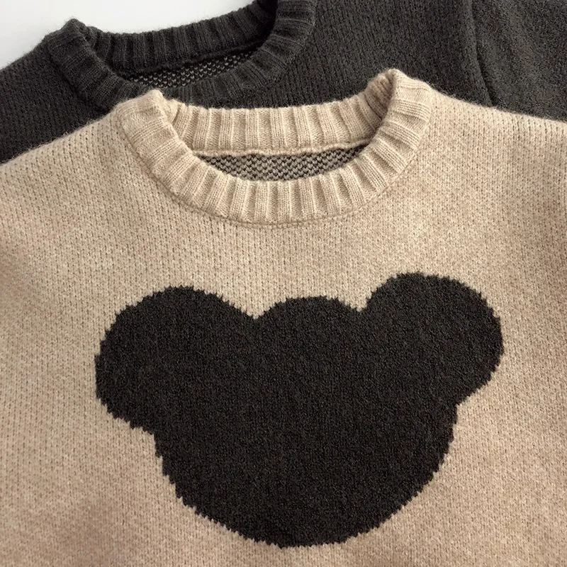 Kids Knitted Cartoon Sweaters Patchwork Pullover Outwear