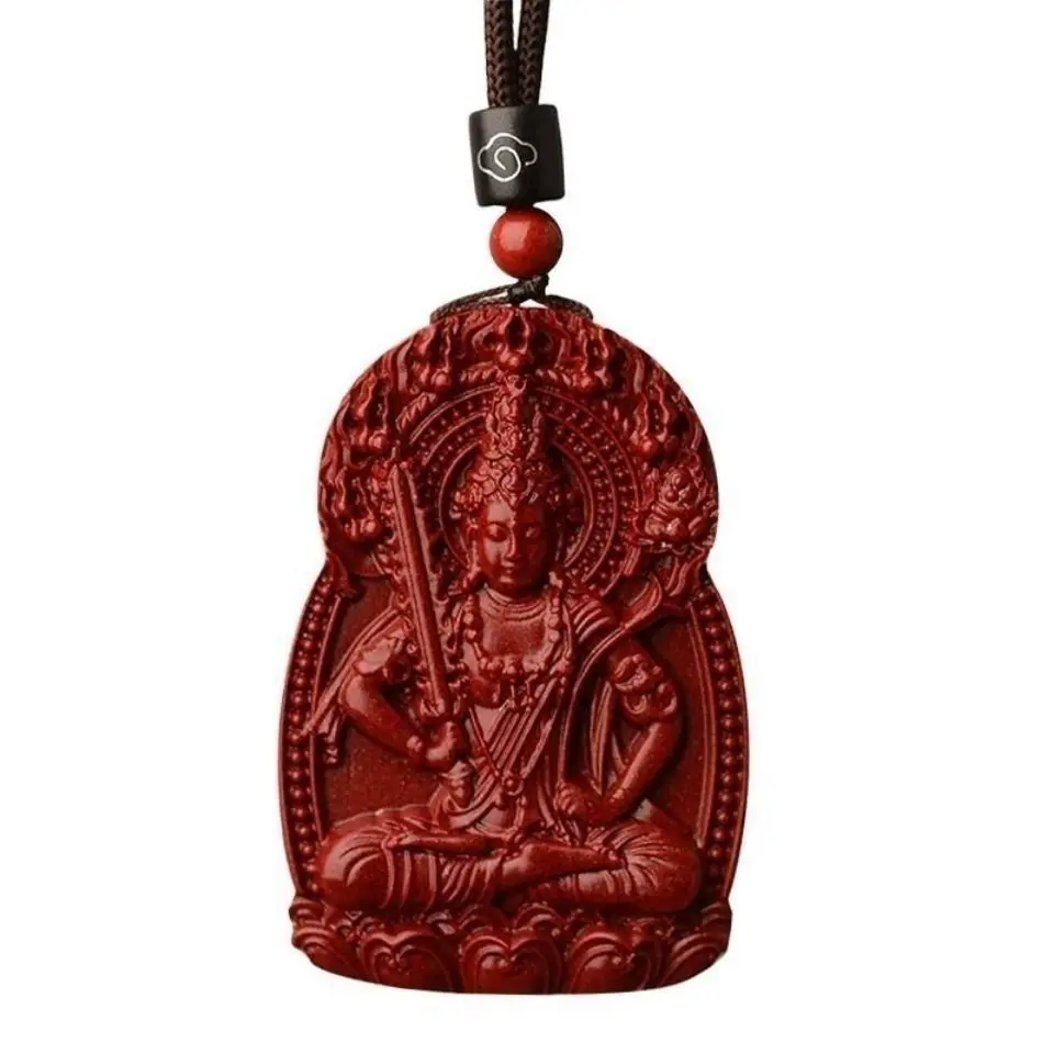 Authentic Cinnabar Buddha Pendant Purple Gold Sand Zodiac Necklace Men and Women Money Drawing and Luck Changing Safe Pendant