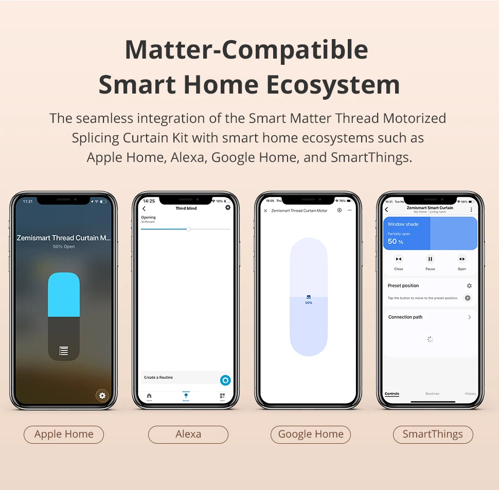 Matter Thread Smart Mini Motor with Splicing Curtain Track Support Homekit Alexa