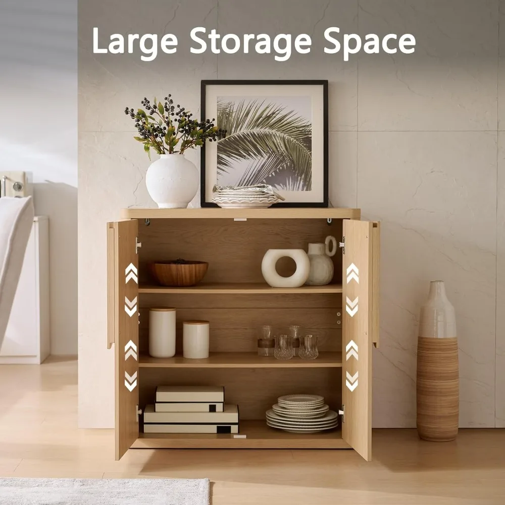 34.5'' sideboard buffet cabinet w/storage, modern accent cabinets w/curved handles & adjustable shelves, 4 doors coffee bar buff