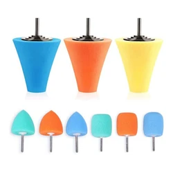 Cône de polissage et d'éponge de tige 1/4 pouces, 9 pièces, pour l'entretien du moyeu de roue de voiture, boule de polissage et de polissage en métal 
