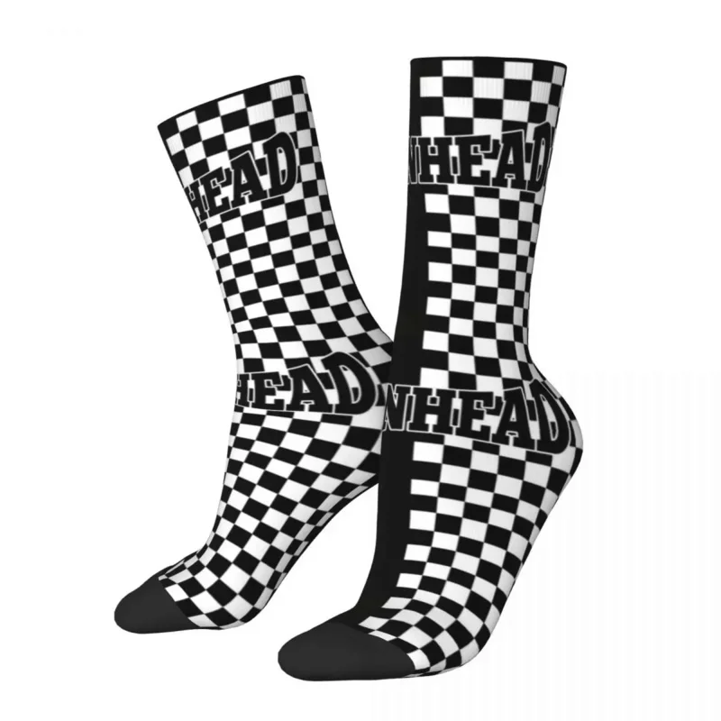 

Cool Unisex Skinhead And Ska Checkerboard Socks 2 Tone Music Merch Crew Socks Cotton Best Gift Idea