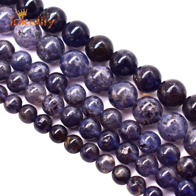 Perline Rotonde In Vera Pietra Di Iolite Di Cordierite Perline Distanziate Allentate Per Gioielli Che Fanno Braccialetti Fai Da Te Accessori Fatti A M