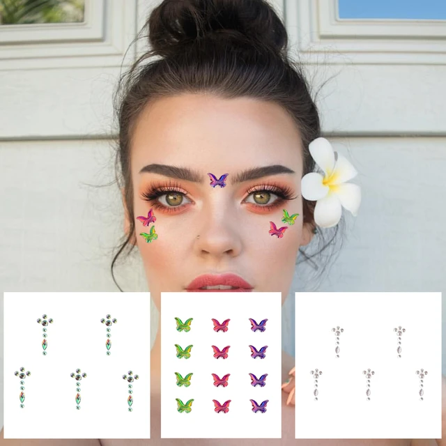 Face Jewelry For Women Temporary Tattoos Eyes Forehead Bindi Dots Gems  Sticker Bling Rhinestones Makeup Jewels Party Decoration - AliExpress