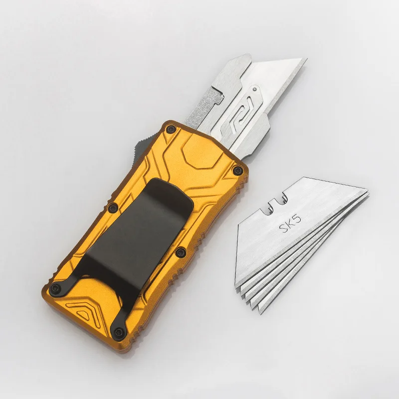EDC Outdoor Survival Utility Knife Aeronautical Aluminium Handle SK5 Blade Cutter Portable Multi Functional Tools 5 Blades Free