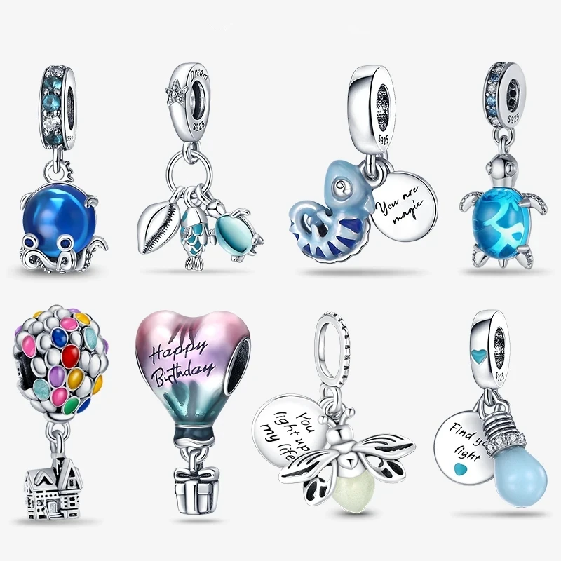 Chameleon Luminous Firefly Butterfly Silver Plated Fit Pandora Charms Silver 925 Original Bracelet for Jewelry Making