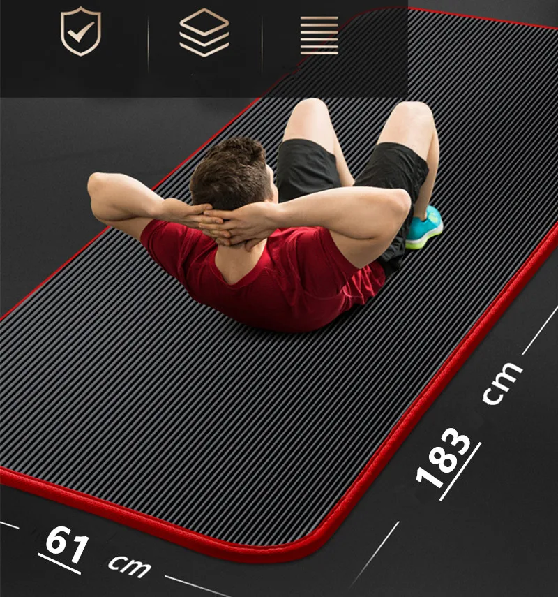 10MM Extra Thick 183cmX61cm High Quality NRB Non-slip Yoga Mats For Fitness Tasteless Pilates Gym Exercise Pads with Bandages