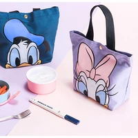 Disney Mickey Mouse Donald Duck Lunch Bag Canvas Shoulder Bag Korean Women Kids Lunchbox Picnic Supplies Insulated Cooler Bags 6