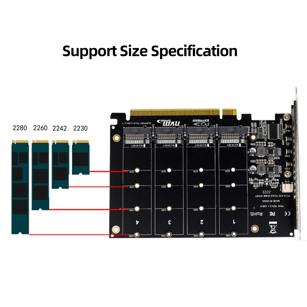 4 Port M2 NVME SSD To PCIE X16 Converter Card