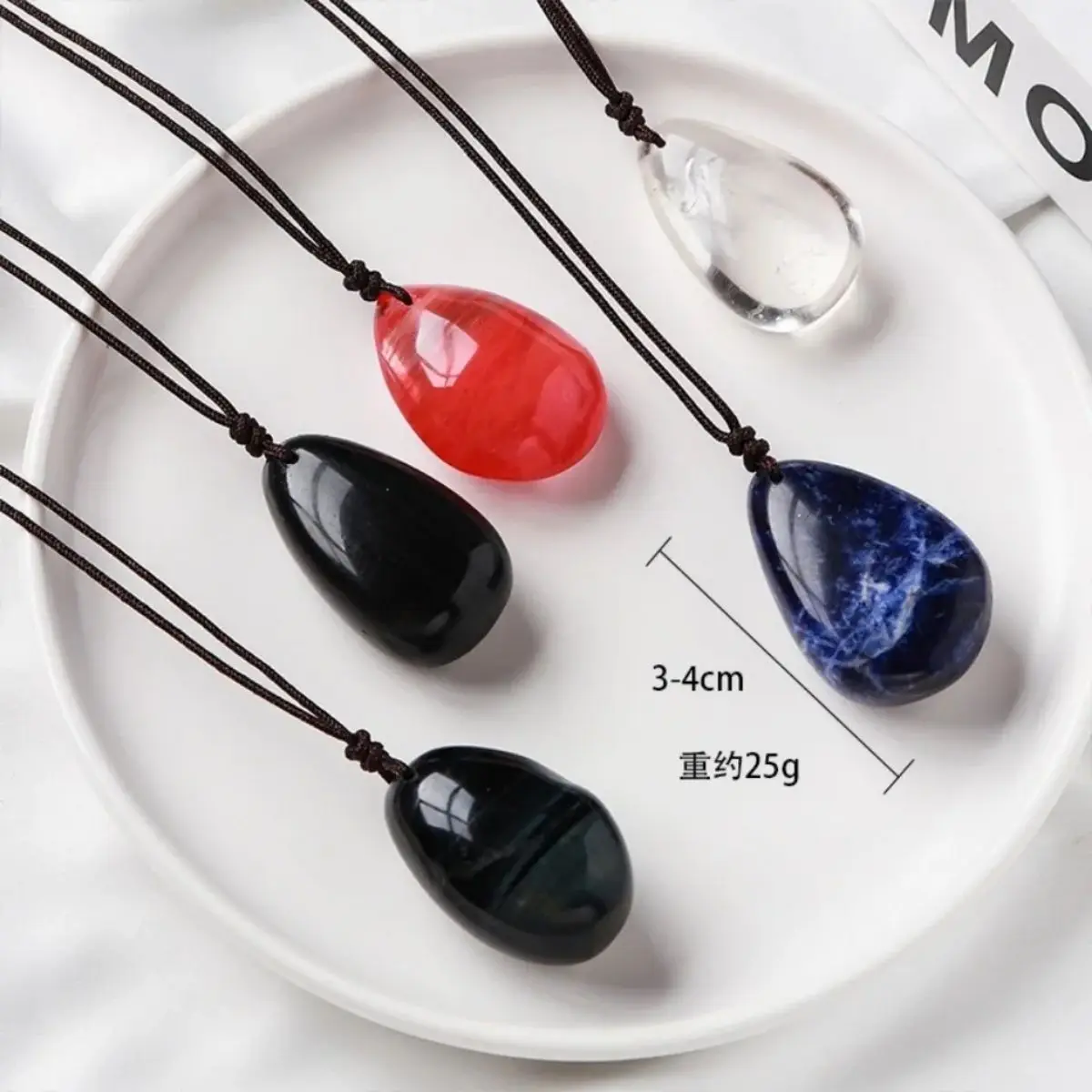 11 Kinds Of Natural Crystal Raw Stone Polished Water Drop Shape Polished Pendant Oval Multi-Crystal Material Energy Necklace