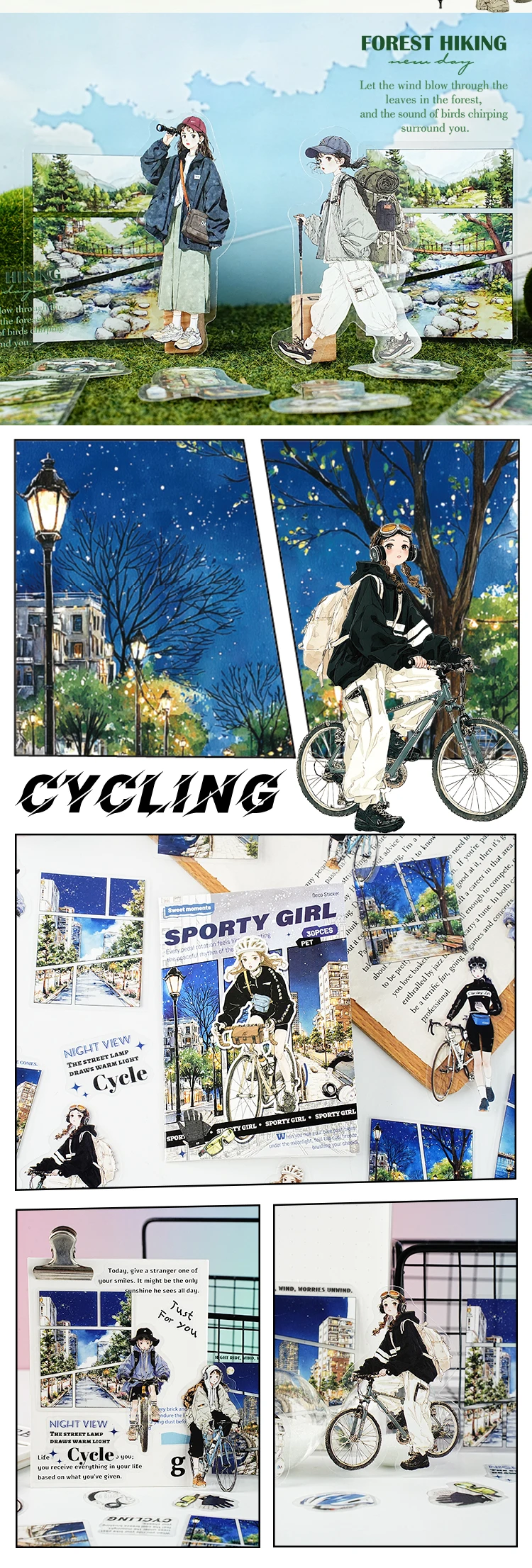 JIANQI 30 Stück/Packung Sportliche Mädchen-Aufkleber, ästhetische Stick-Etiketten, dekoratives Tagebuch, Albummaterial, Scrapbooking-Zubehör – Detail 7