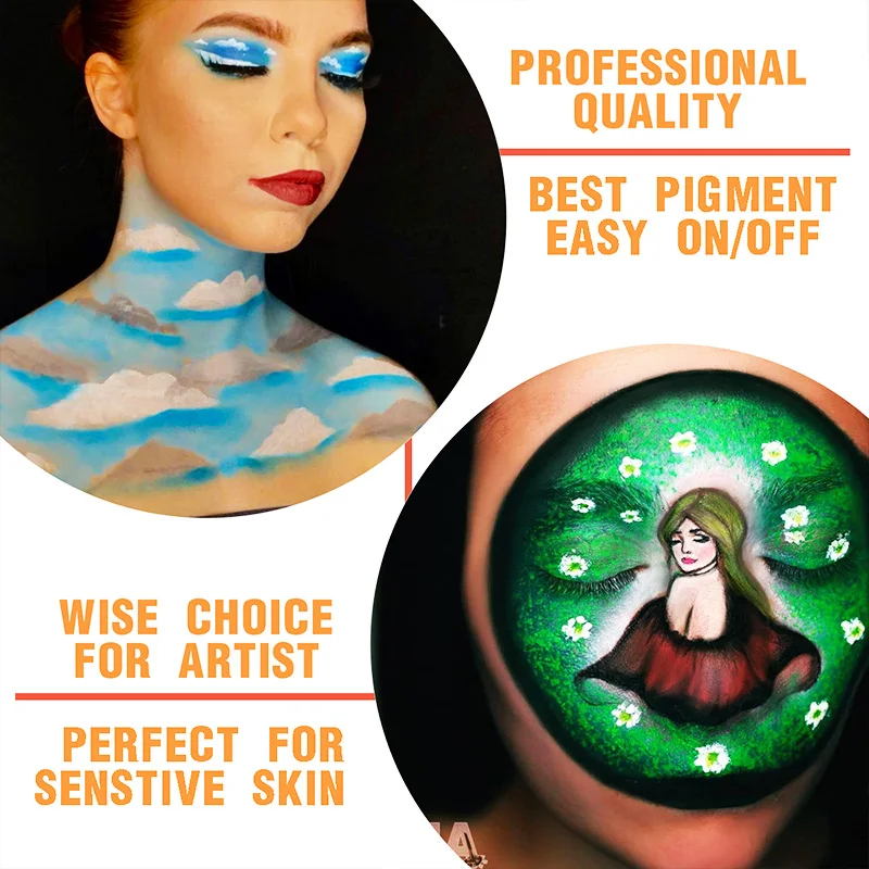 Bowitzki 30g Professional Face Paint Body Paint Water Based Face painting Makeup Safe for Kids and Adults Single Color 4