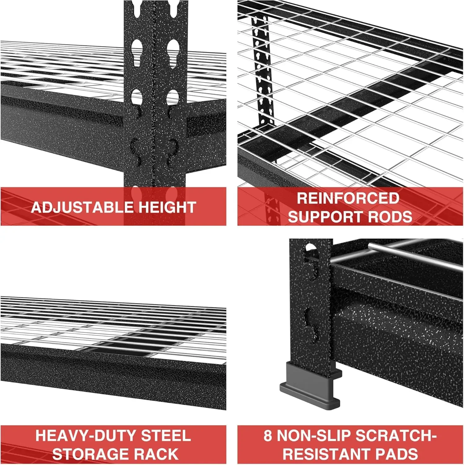 4000LBS Heavy Duty Shelving 48”W X 24”D X 72”H 5-Tier Storage Shelves Adjustable Metal Shelving Garage Shelving for Basement 6