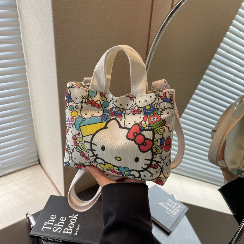 

Холщовая сумка-мессенджер Hello Kitty, сумка для хранения Sanrio Kt Cat, милая мультяшная мини-сумка на плечо, искусственная, праздничные подарки для девушек