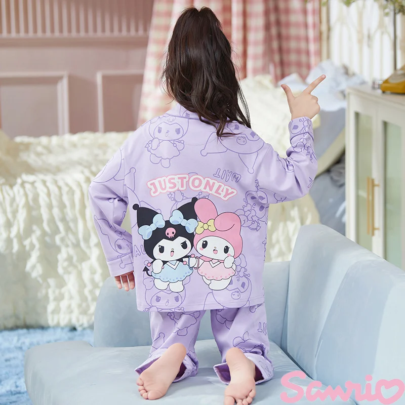 

Kawaii Sanrio Hello Kitty Pajamas Sets Kuromi My Melody Cinnamoroll Animes Sleepwear Leisure Homewear Suit Nightwear Long Sleeve