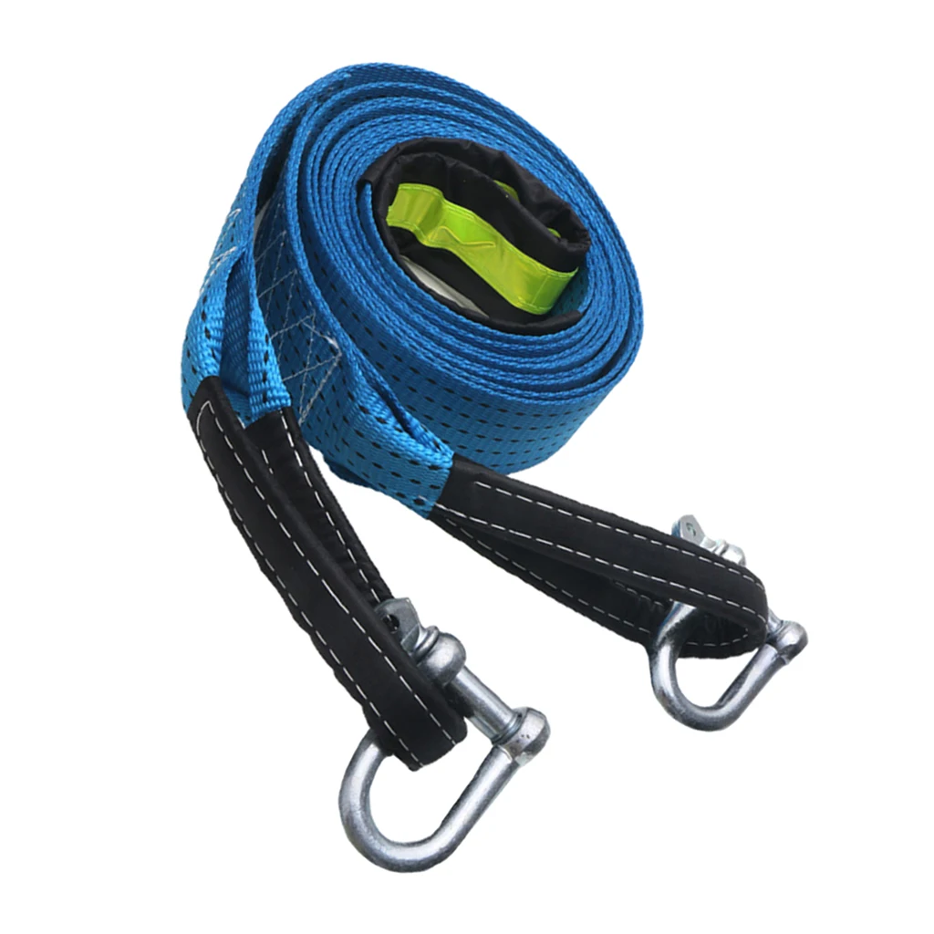 Blue Heavy Duty Tow Strap with Hooks - 17,636 LB Capacity Polyester