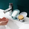 2pcs Drain Soap Holder Leaf Shape Soap Box Suction Cup Tray Drying Rack for Shower Sponge Container Kitchen Bathroom Accessories 2