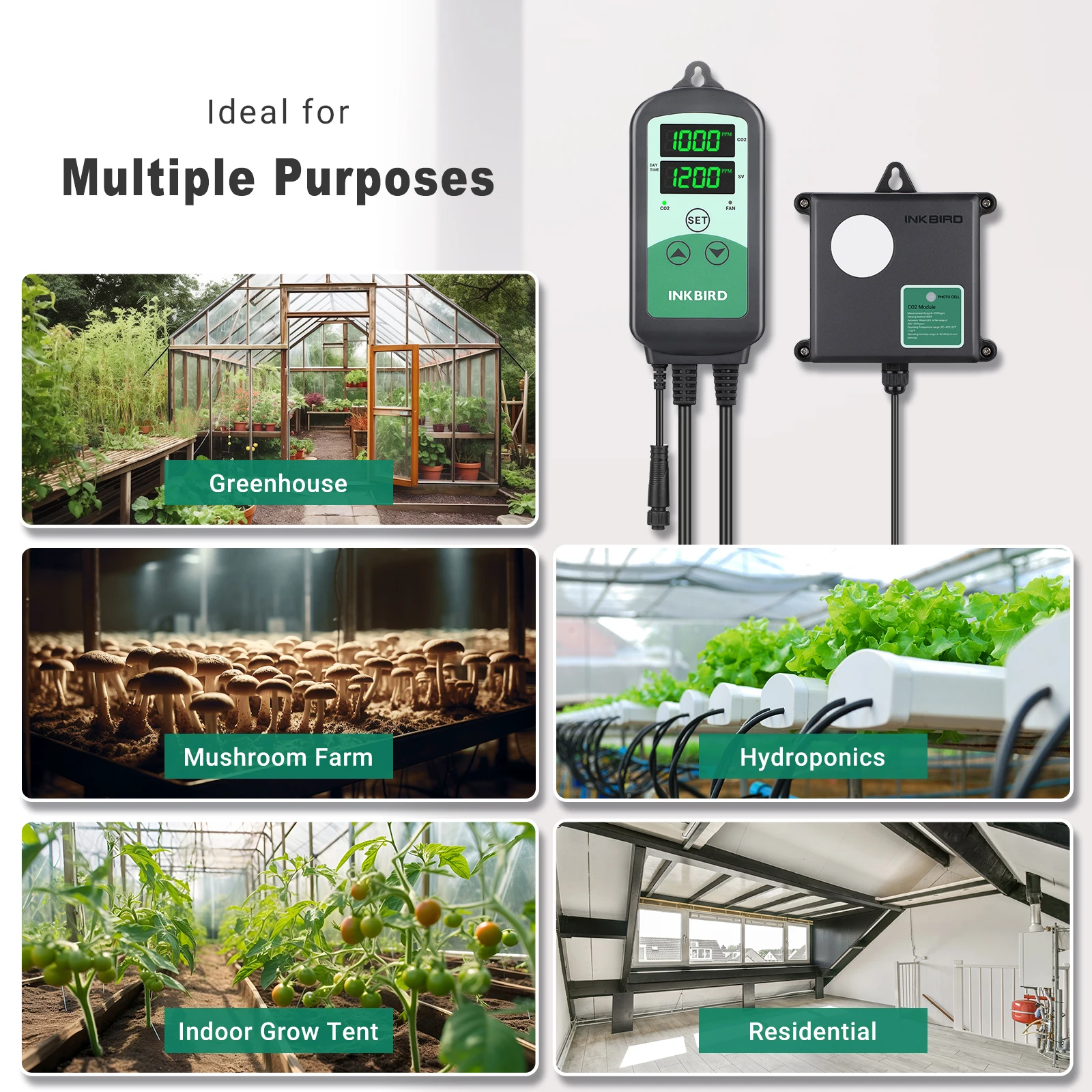 CO2 Controller Smart Carbon Dioxide Controller with 2 Outlets for CO2 Generator&