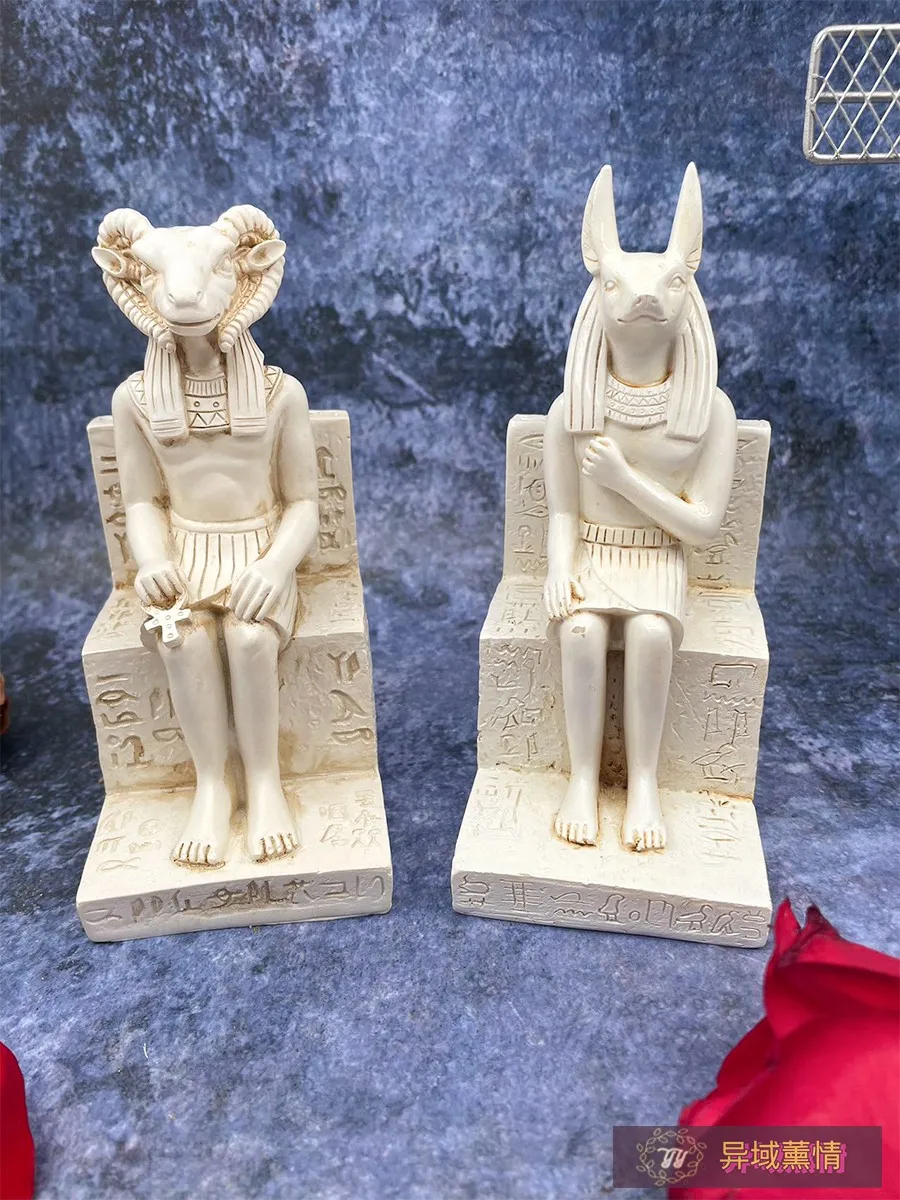 

Vintage Egyptian statue animal Anubis resin ornaments