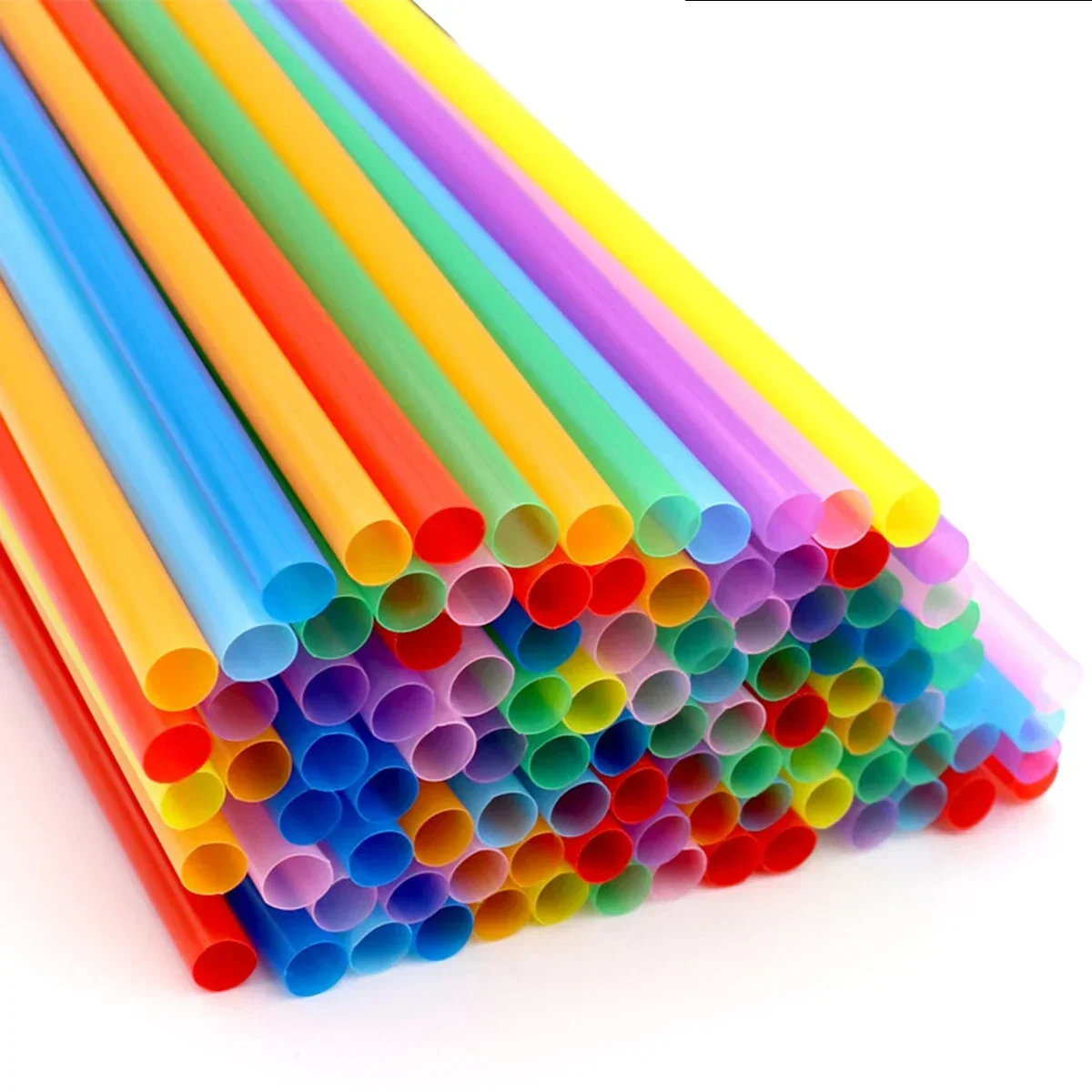 100pcs Plastic Straight Straw for Disposable Fruit Juice Drinks