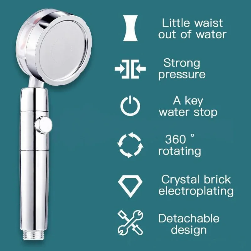 Shower Head Faucet High Pressure Pressurized Shower Head with Filter Rainfall Nozzle Set