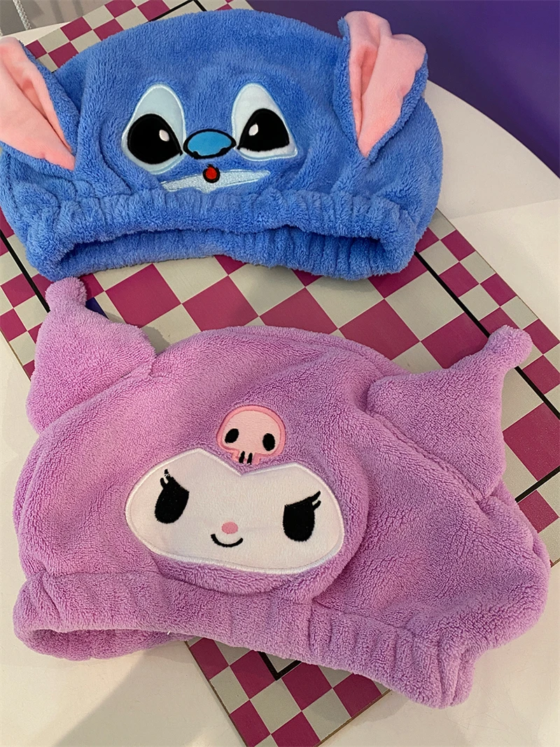 Description Picture 3 of itemSanrio Lovely Hair Towel Kuromi My Melody Pochacco Stitch Dry hair cap Cartoon Anime Coral Fleece Quick-Dry Bathroom