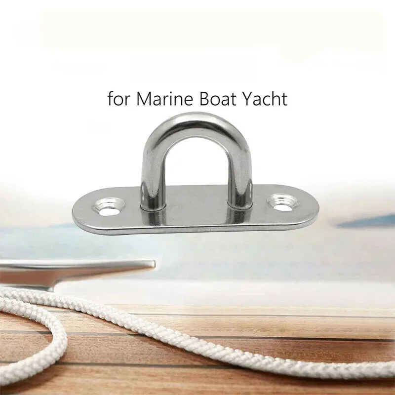 Description Picture 2 of item4PCS Boat 316 Stainless Steel Oval Shape 5mm Pad Eye Plate Oval Door Lock Hasps Door Hinges Buckle Shade Sail Accessories