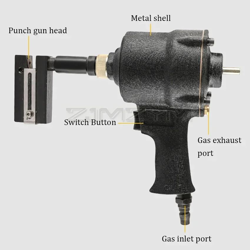8KGF Industrial Pneumatic Punch Gun Metal Iron Plate Round Hole Punching Stainless Steel Advertising Word Air Puncher 3.2-8MM 3