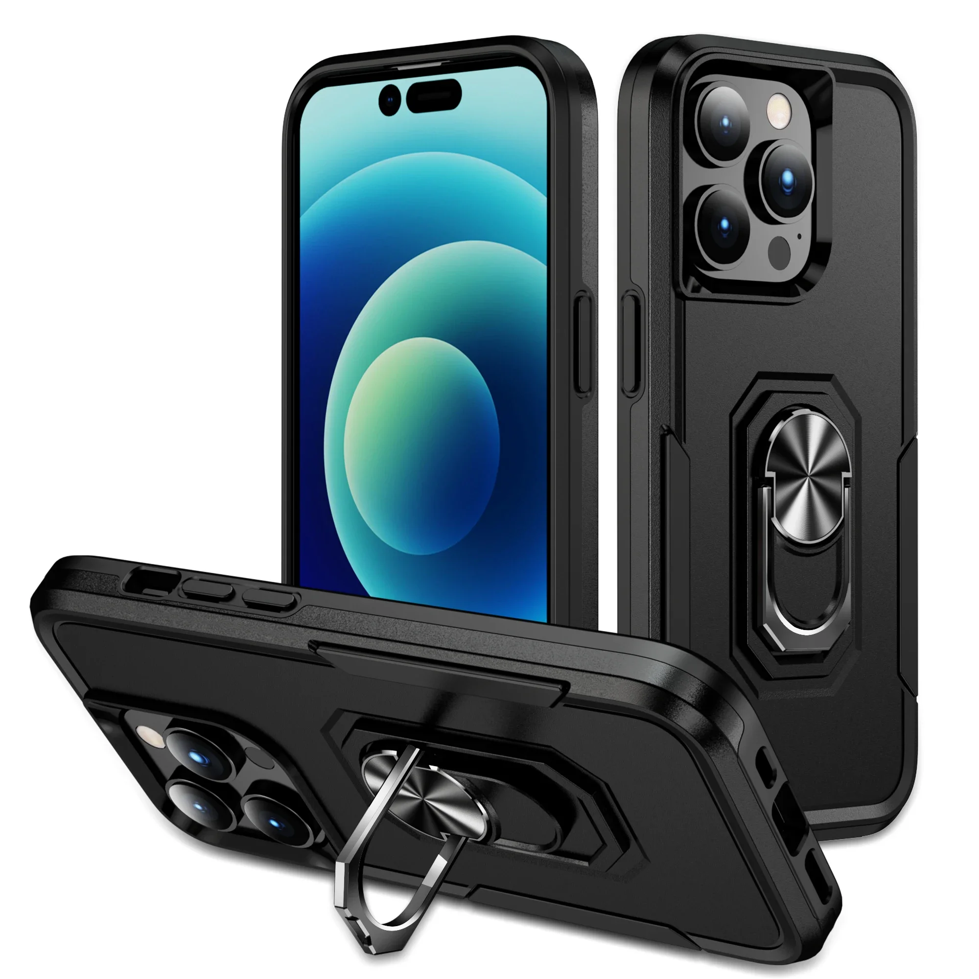 Heavy Duty Shockproof Anti-Scratch Armor Phone Case with Ring Holder
