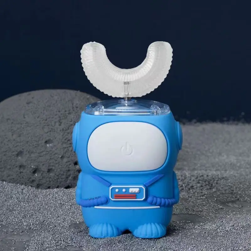 thumbnail image 1 of Cepillo de dientes eléctrico con forma de U de 360 grados con dibujos animados para adultos y niños, cepillo de dientes sónico automático inteligente para niños, cargador USB con luz azul, 1 of 5