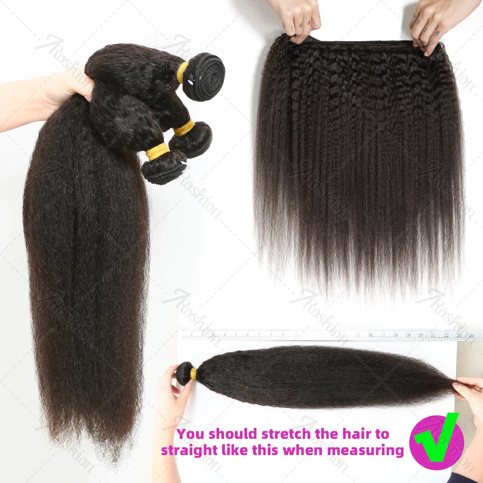 30 Inch Indian Raw Virgin Unprocessed 100% Human Hair 10A Kinky Straight 3 Bundles Yaki Straight Double Weft Bulk Braiding Hair 4