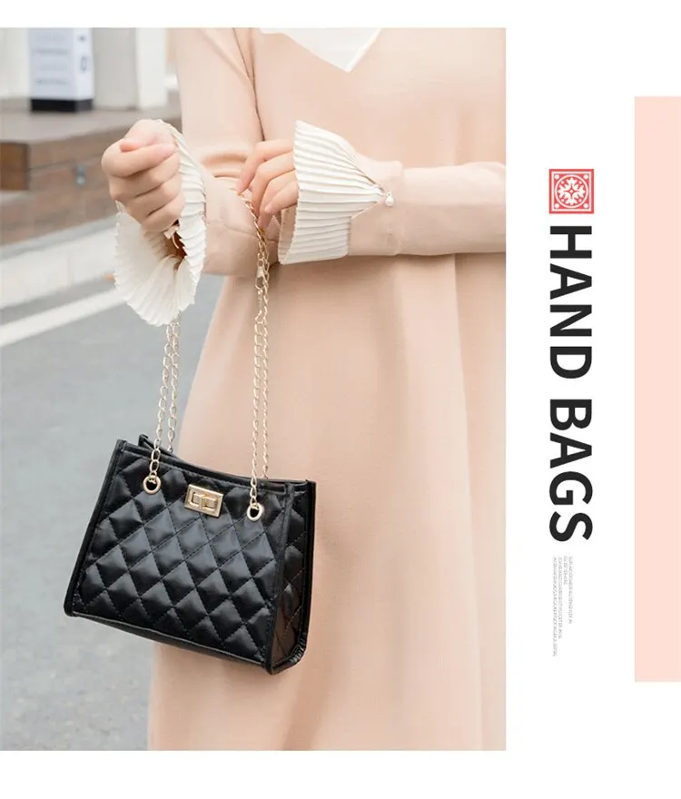 S71f419ec104d428887726f32f5acbdf3t Solid Color Prismatic Plaid Women Shoulder Bag Korean Version Fashion Lady Style Chain Pu Leather Light Handbag Mallzona