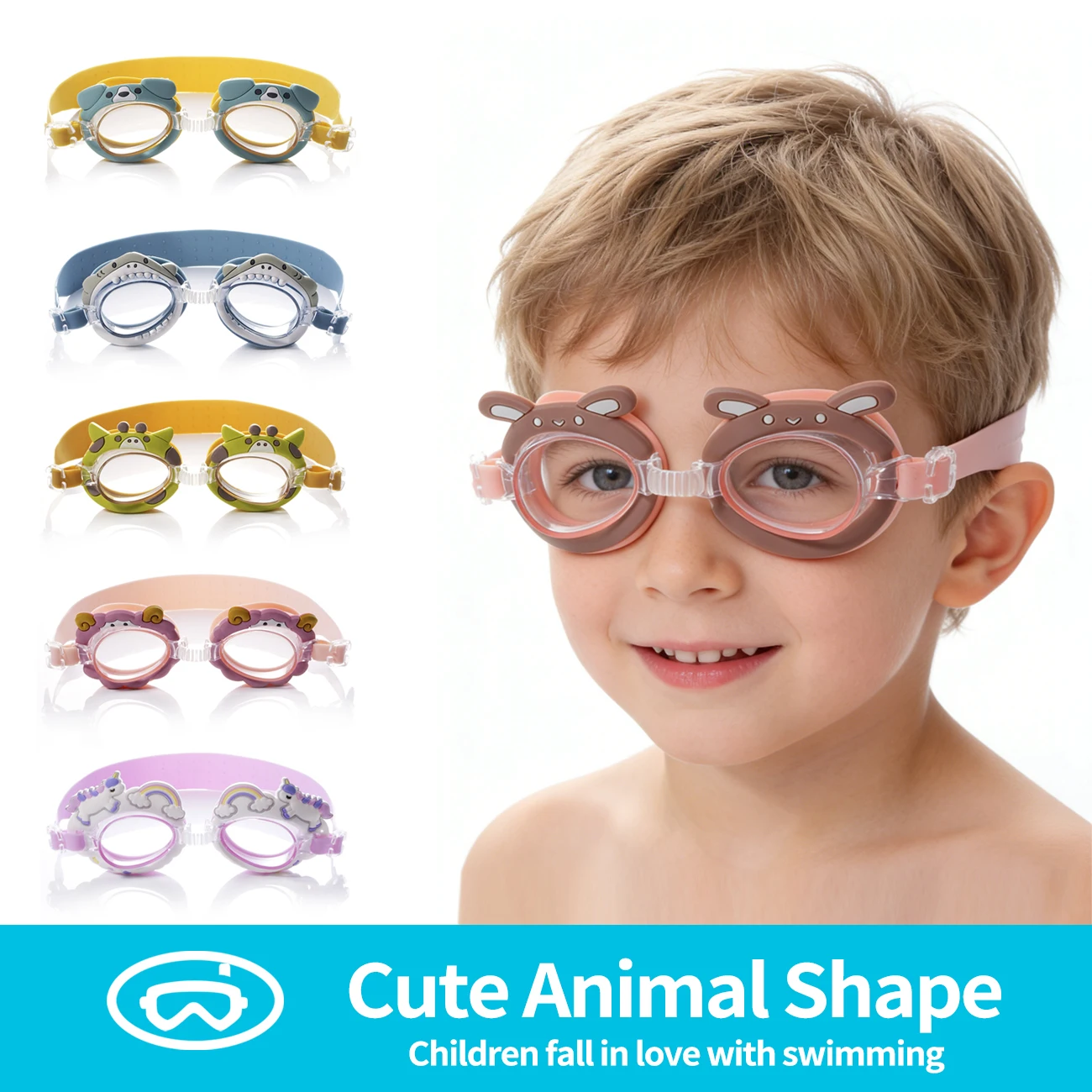 Lunettes de natation anti-fuite et anti-buée avec motifs mignons pour piscine et mer