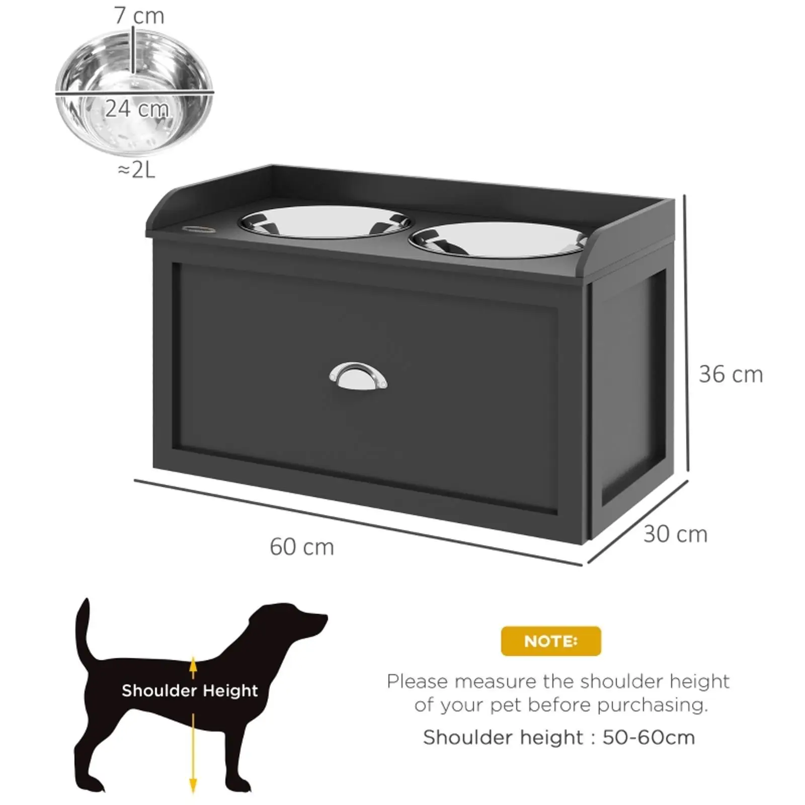 Raised Dog and Cat Feeding Station with 21L Storage Stainless Steel Bowls Pet Beds Furniture Set for Home Food Management