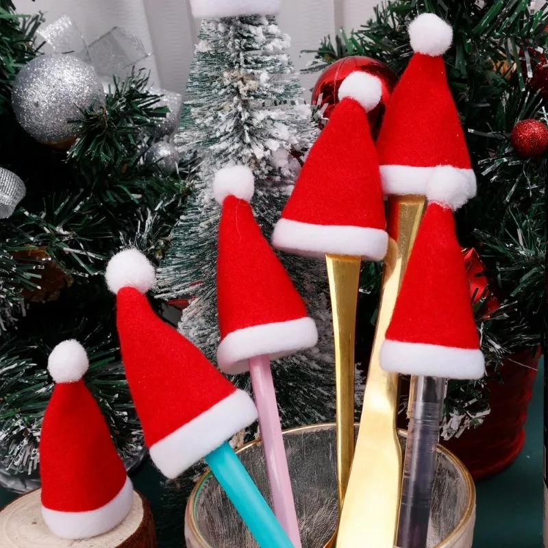 Mini Santa Hat Wine Bottle Covers Non-Woven Fabric Lollipops Caps Christmas Bottles Holder Kitchen Tableware Dinner Decoration