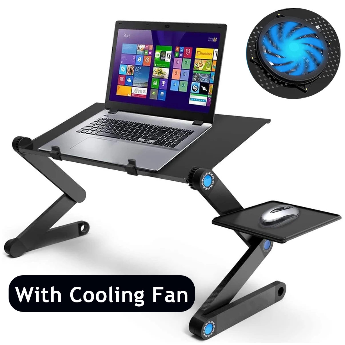 Laptop Table Stand and Lap Desk Adjustable Riser Portable with Mouse Pad Aluminum Laptop Cooling Holder desk for bed desktop laptop stand